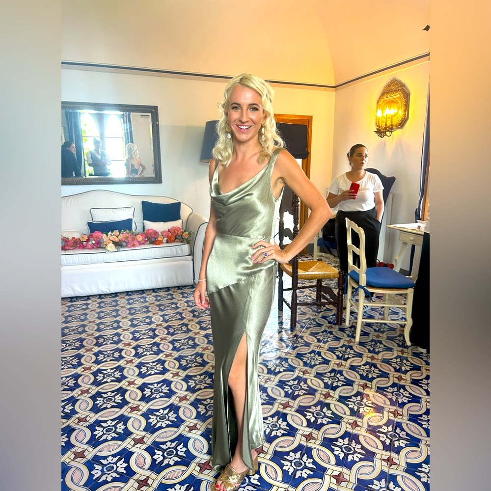 Bec + Bridge Moon Dance Cowl Maxi Dress in Sage worn 1x as a bridesmaid